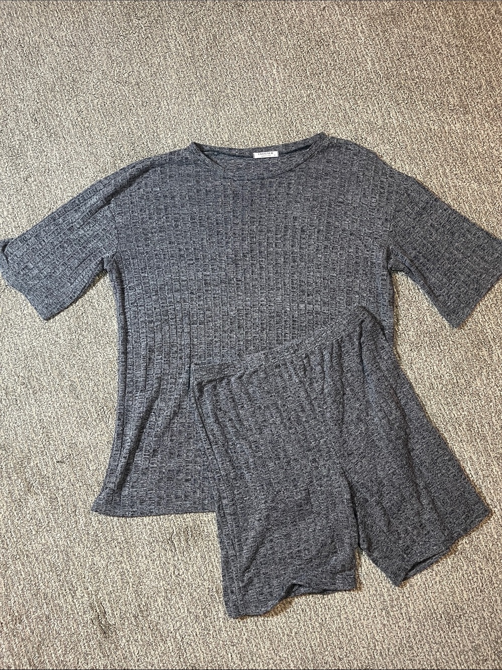 Women's Gray Ribbed Lounge Set by